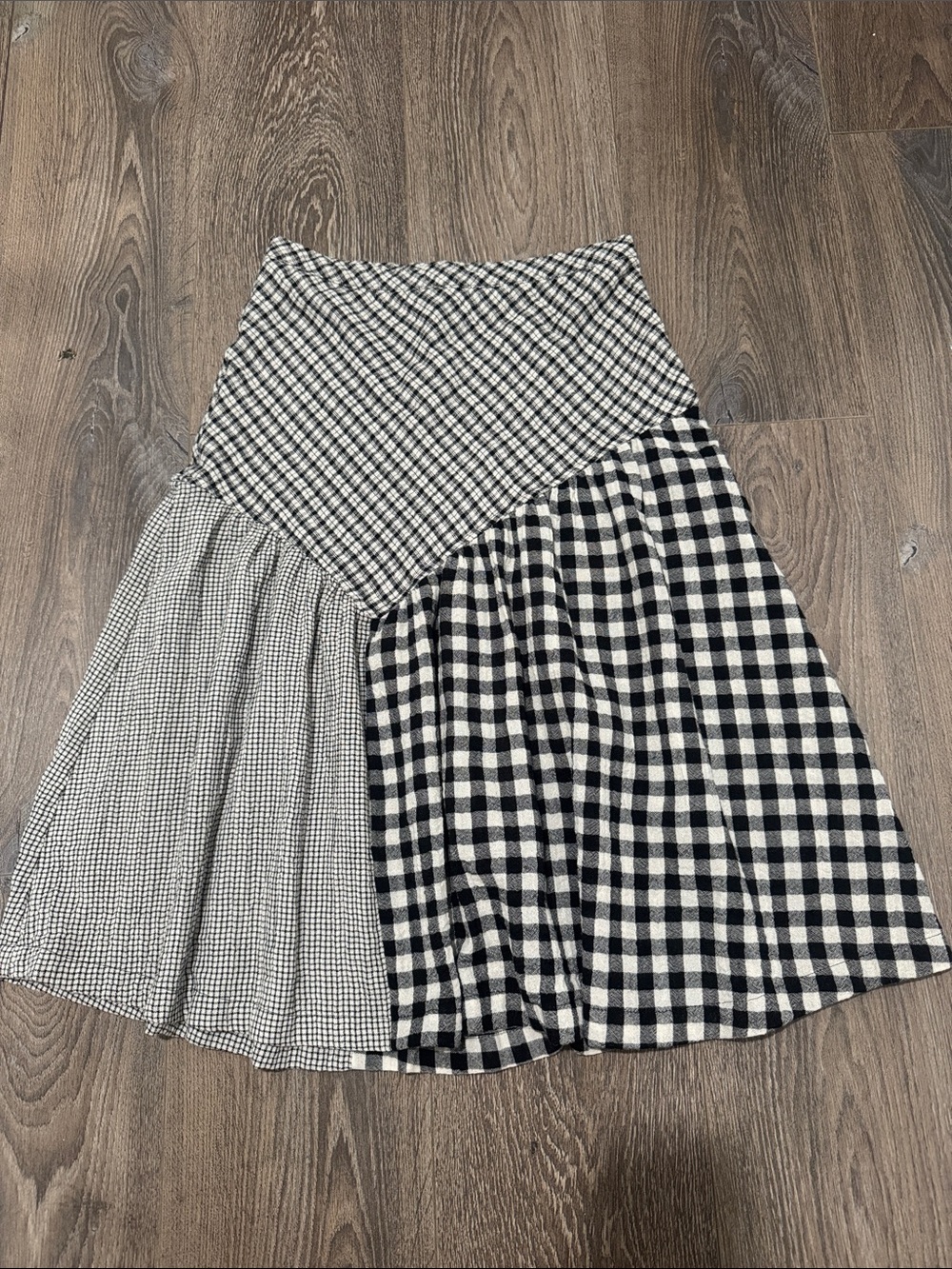 Urban Outfitters Black & White Asymmetrical Gingham Panel Skirt